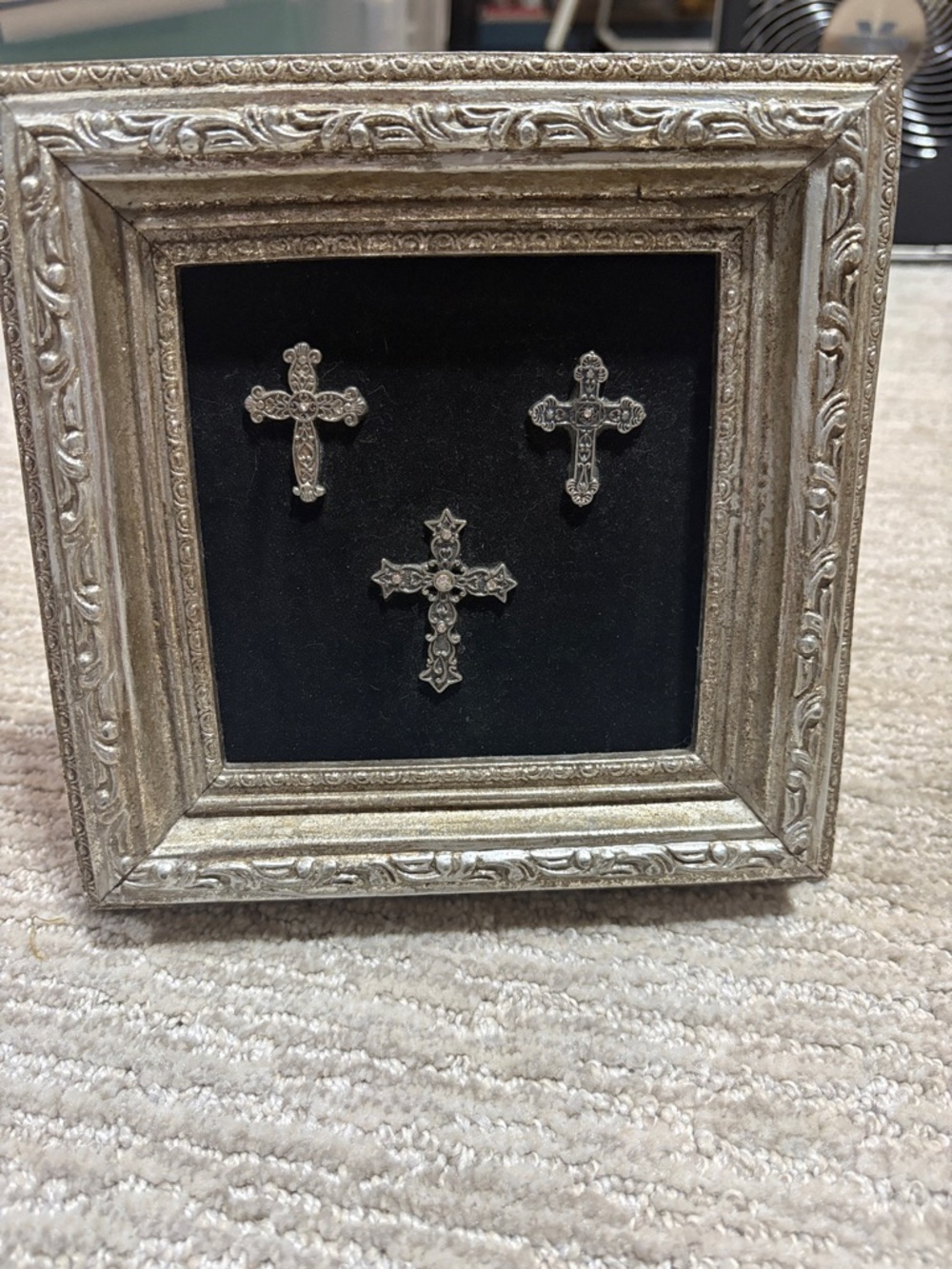 Framed Vintage Cross Trio - Silver Distressed Finished Frame